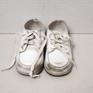 Vintage Stride Rite Buntees Flexible Moccasins White Lace Up‎ Baby Shoes